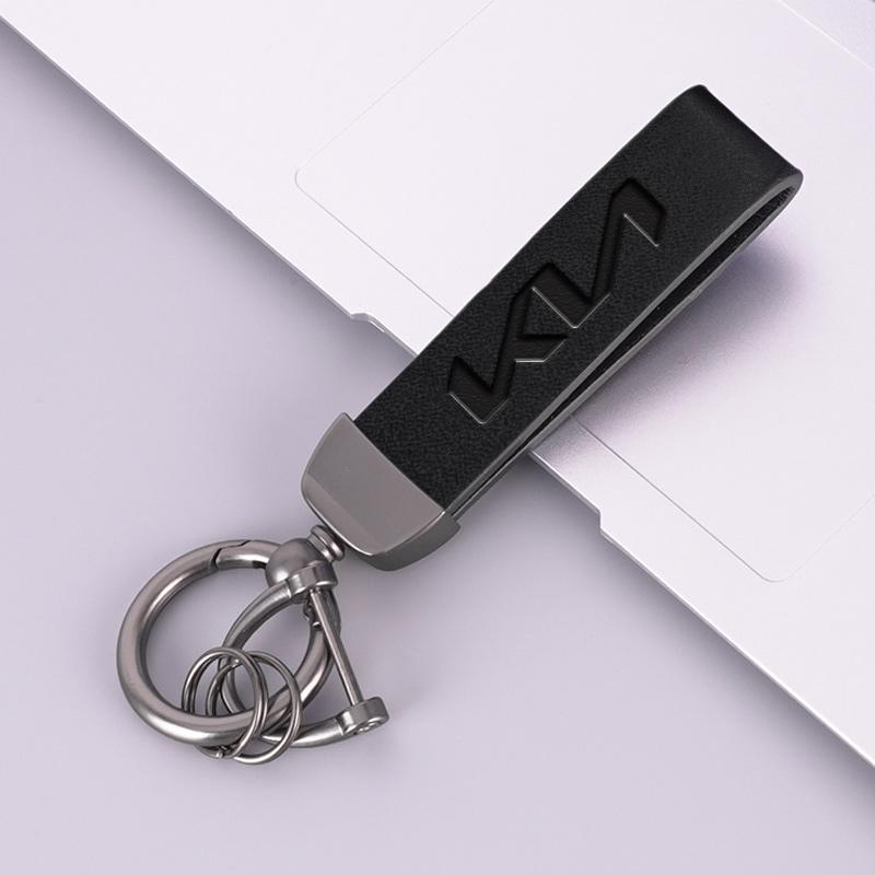 NIVG8 1Pcs New Metal Leather Car Keyring Keychain Anti-Loss Key Ring For KN Kia Rio Soul Forte Sportage Picanto Niro KN Accessories