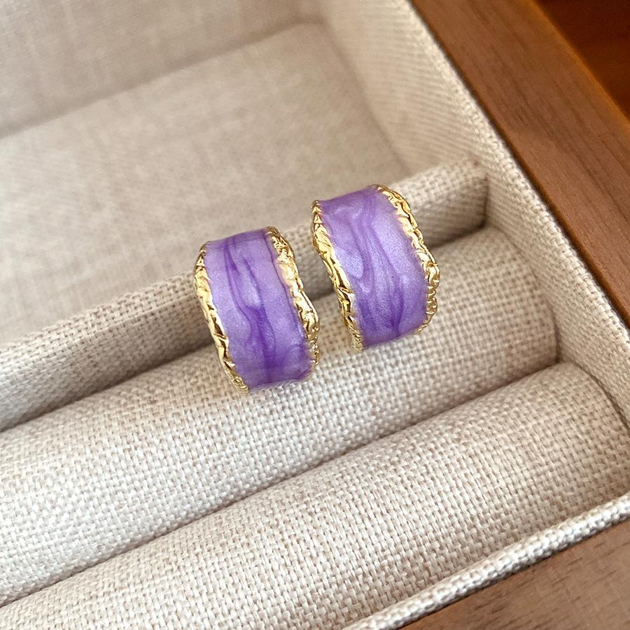 

Retro C-shaped drip glaze Linlang stud earrings simple fashion temperament earrings light luxury high-end earrings design sense niche