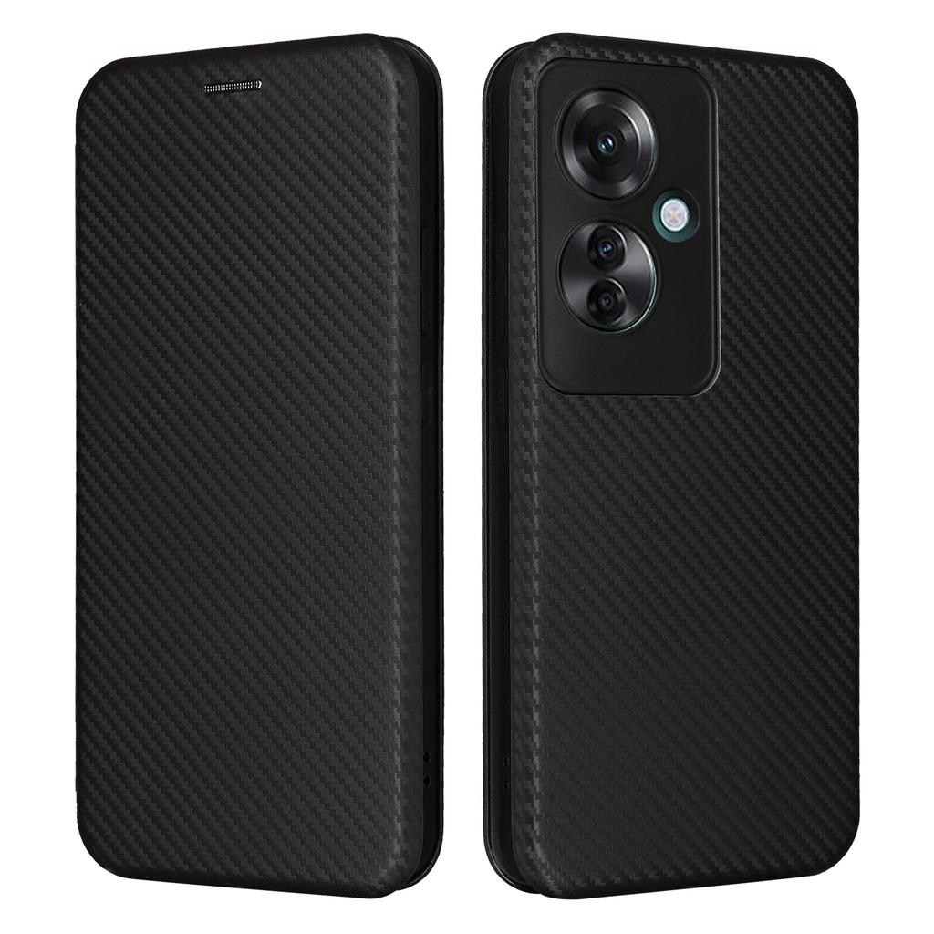 For Oppo Reno11 F 5G Phone Case Magnetic Carbon Fiber Texture Leather Flip Cover Full Protection