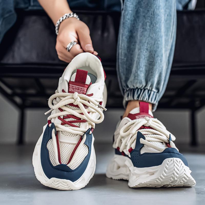 Fashion Men Sneakers  New Mesh Breathable Outdoor Non Slip Running Shoes Fashion Height Increase Lace Up Casual Shoes