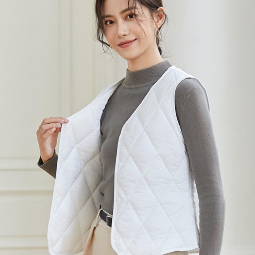 Autumn/Winter Down-Filled Cotton Waistcoat Liner Women's Lightweight Warm Inner Vest Form-Fitting Slimming Underwear Waistcoat