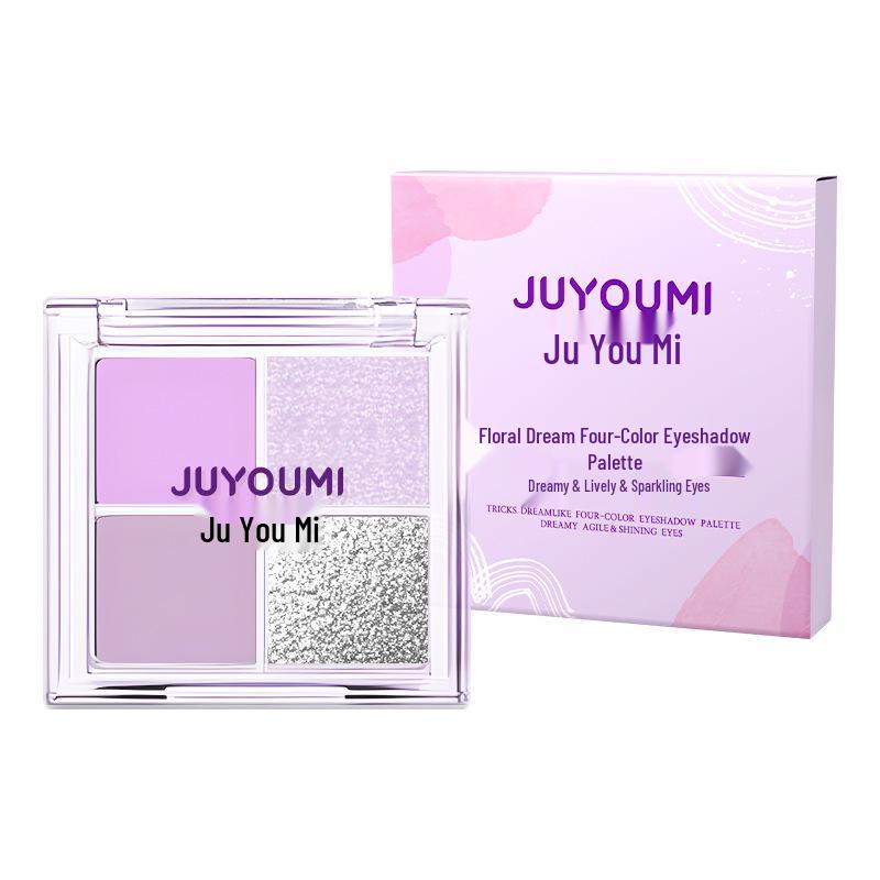 Youmi Fantasy Four-Color Matte & Glitter Eyeshadow Palette - Low Saturation Smoky Purple