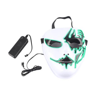 Máscara Brilhante de Baile com Luz Fria EL Plástico Branco Assustadora Máscara Luminosa para Festa Halloween
