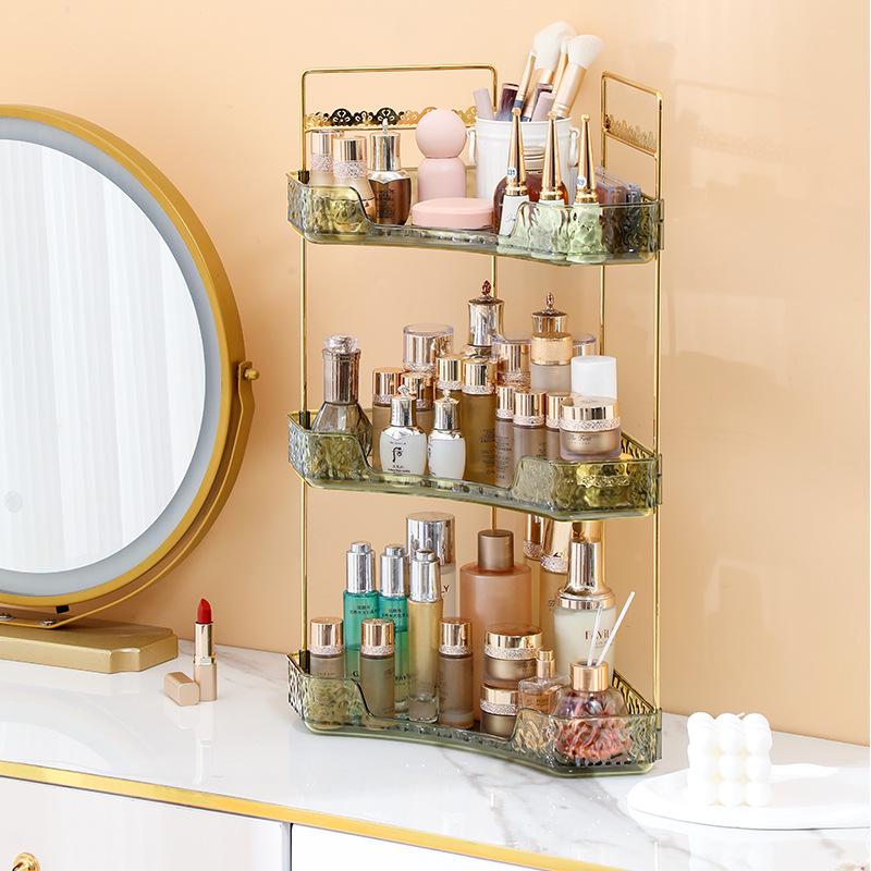 Corner Storage Rack for Bathroom and Kitchen: Organize Cosmetics, Skincare, Perfume, and Lipstick