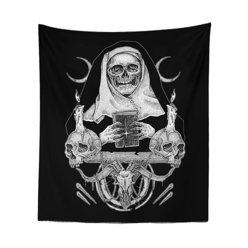 Bedroom Living Room Tapestry Horror Skull Tapestry Halloween Black and White Ghost Tapestry Tapestry Home Decor