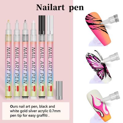 Nail Art Stift Set DIY Plastikmalstifte für Gelnägel 0,7 mm Spitze Doodle Zeichenstifte Geschenk für Anfänger und Profis