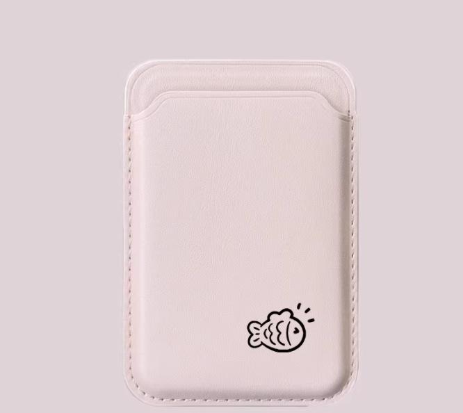 Small Fish Cat MAGsafe Leather Card Holder Case for Apple Phones