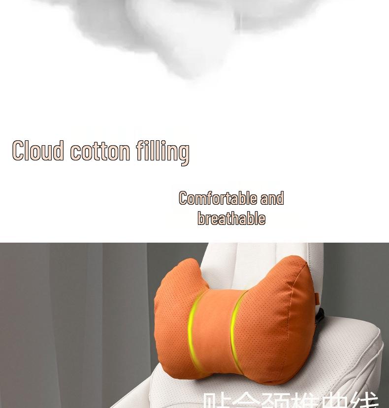 Cute S-Class Car Headrest and Lumbar Support Pillow for Comfort