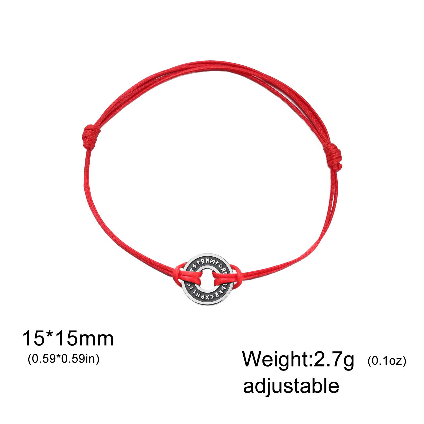 

Stainless Steel Nordic Runes Round Charm Bracelet Women Men Adjustable Black Red Rope Bracelets Amulet Protective Jewelry Gift Adjustable