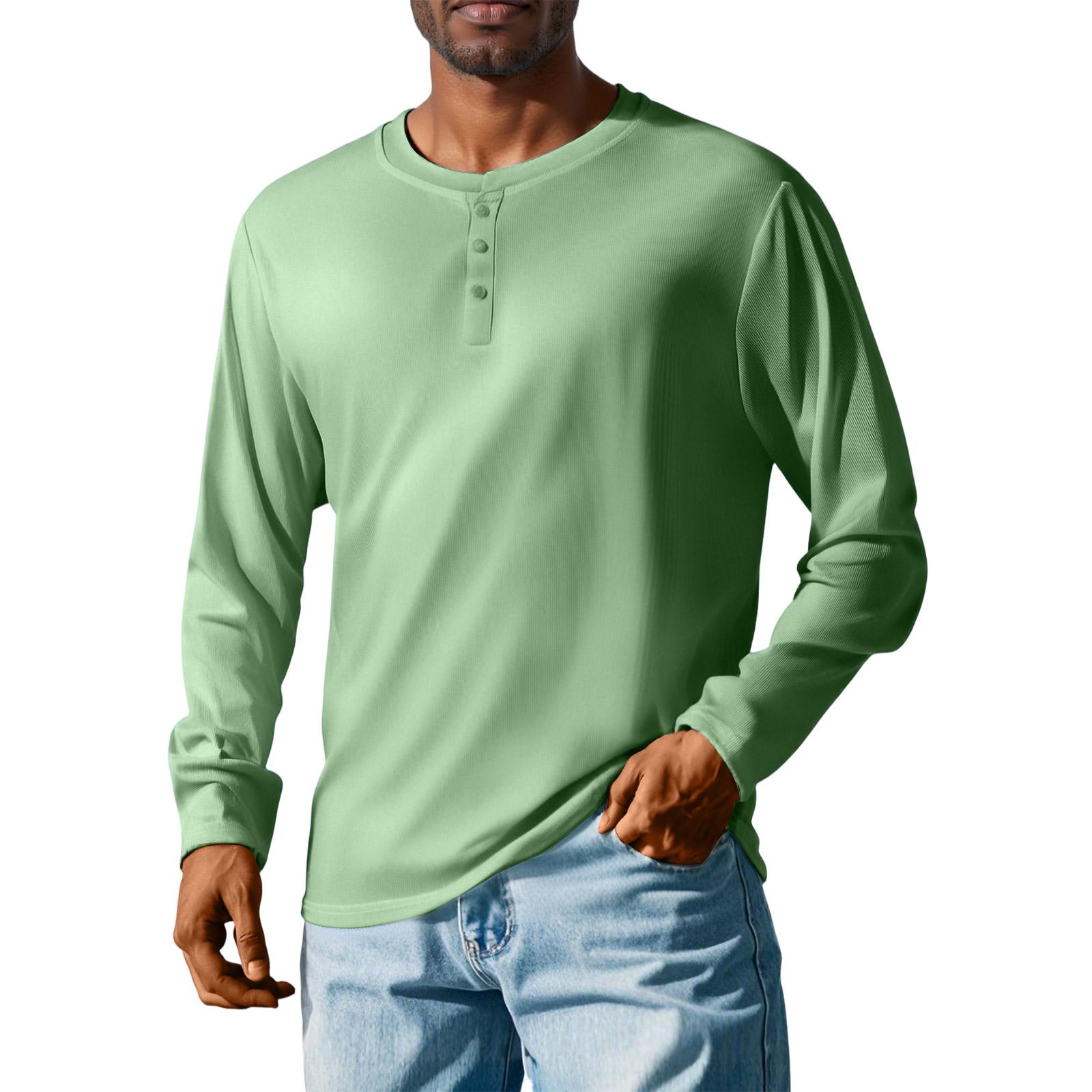 

Мужская пуговичная свободная повседневная рубашка с длинным рукавом, модный топ M зелёный