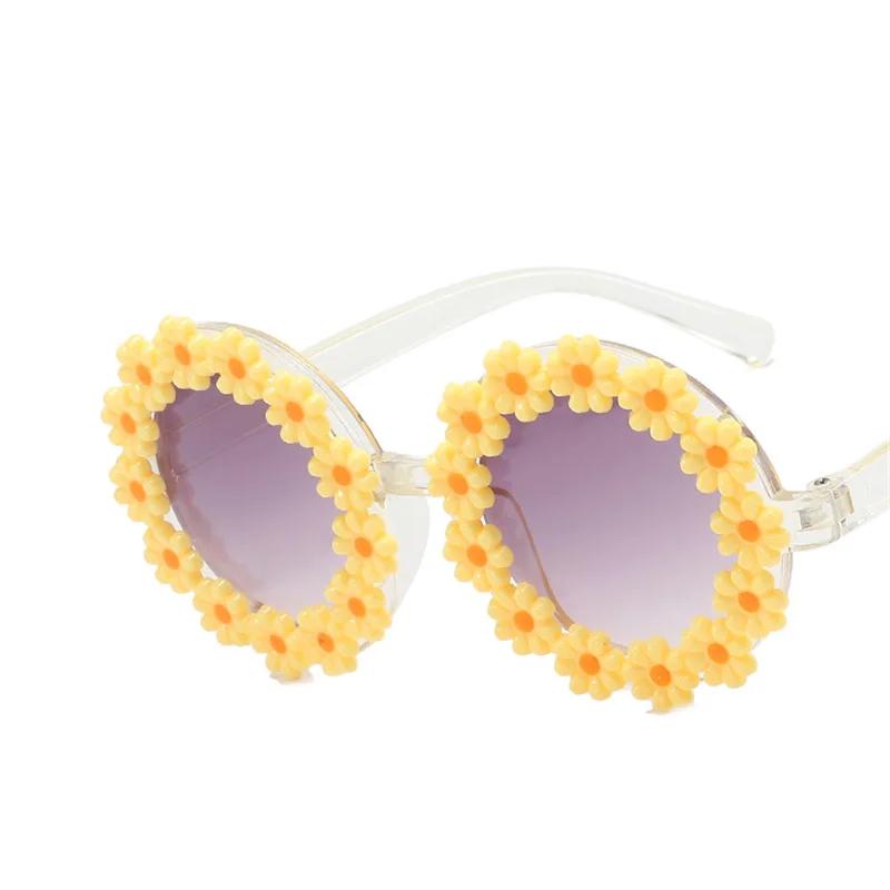 Round Sunglasses For Girls Boys Floral Frame Baby Sun Glasses Outdoor Sun Protection Eyewear Uv400 Protection Shades Eyewear