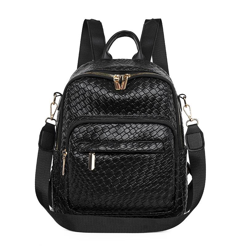 

Женский рюкзак из мягкой кожи, сумка через плечо большой вместимости чёрный