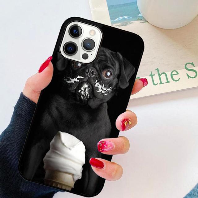 Animal Black Pug Close Up Phone Case Cover For iPhone 17 Air 15 16 14 Plus Apple 11 12 13 Pro Max Coque