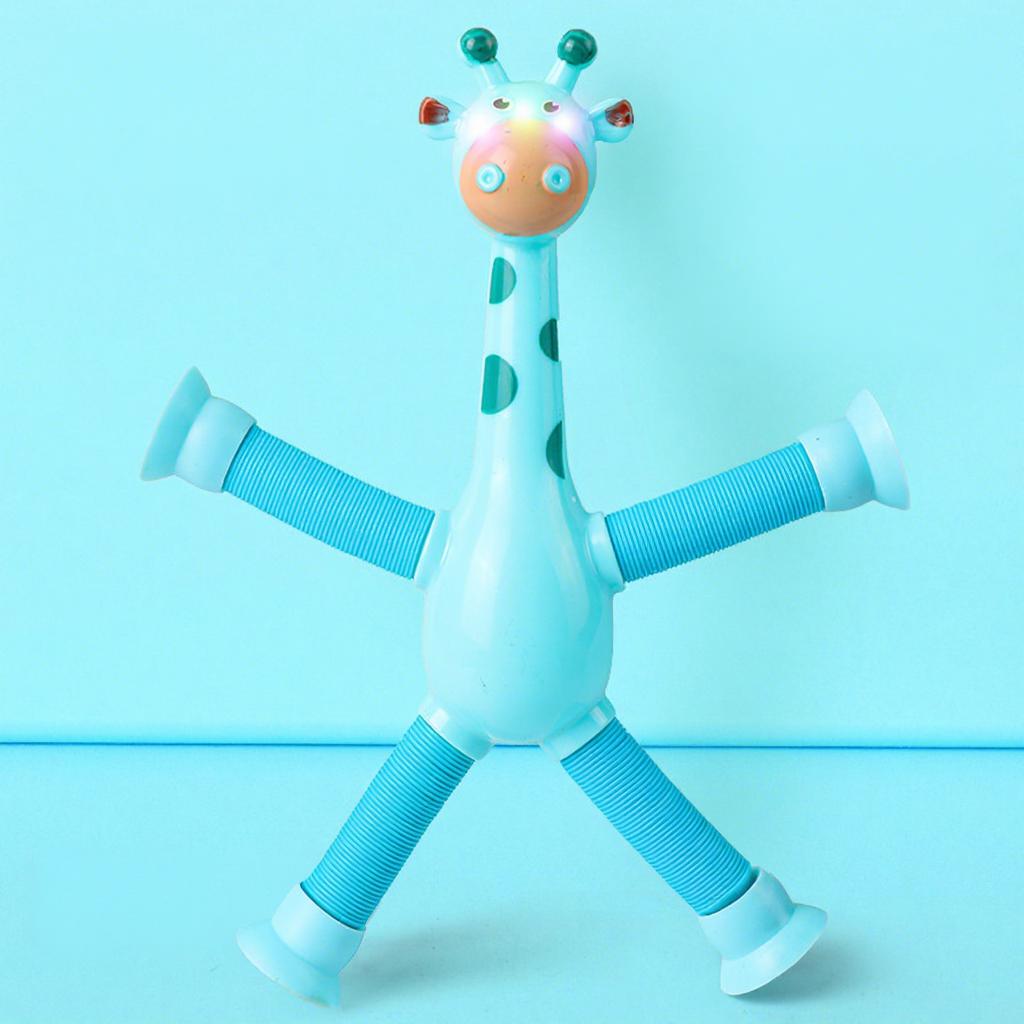 Novelty Giraffe Cartoon Telescopic Tube Educational Plastic Stress Relief Toy with Suction Cup Variable Shape for Child Gifts