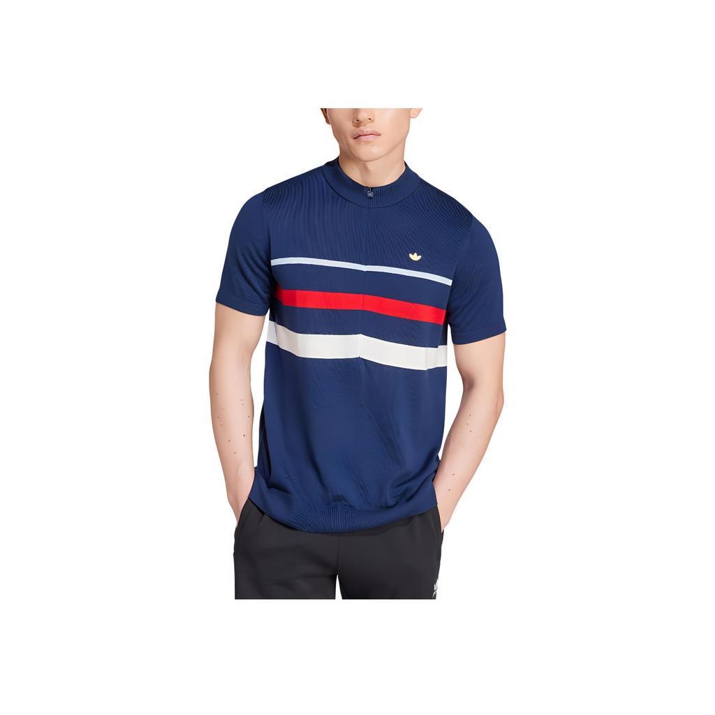 adidas Premium Long-Sleeve Top Comfortable Striped Color Block Shirt Men Tops Deep-Indigo IZ3183
