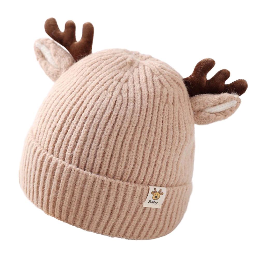 Elk Antlers Warm Knitted Hats Thickened Ear Protection Hats Pullover Princess Cap  Autumn Winter