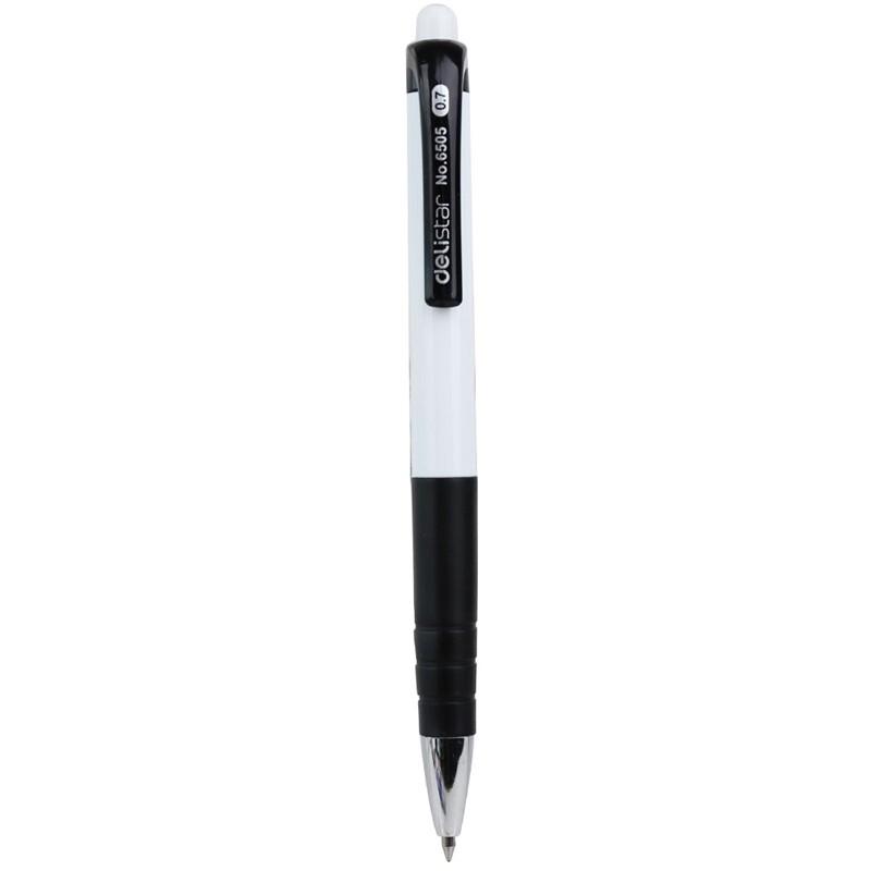 Deli 6505 Retractable Ballpoint Pens, 0.7mm Blue Ink, 12-Pack
