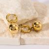 Round Drop Hoop Earrings For Women Gold Color Stainless Steel Drop Stud