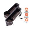 2PCS 3 In 1 Storage Box Set Front Seat Gap Filler Slip Organizer with Twin USB Car Charger Drink Cup Holder Ambient Lights