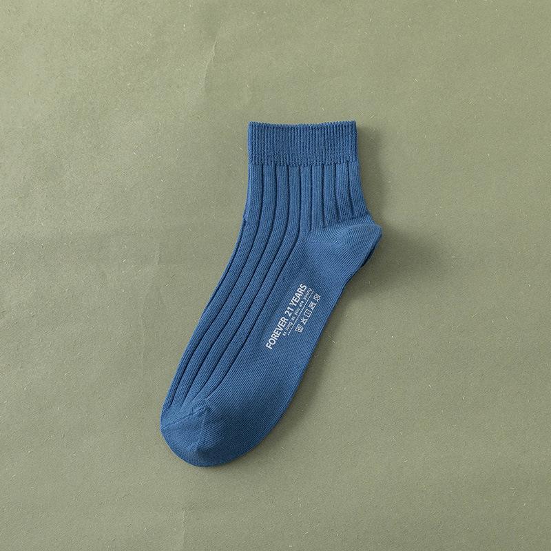 Men's Short Socks for Spring and Summer, Double-needle Short Tubes, Solid Color Combed Cotton Men's Socks, Thin Boat Socks