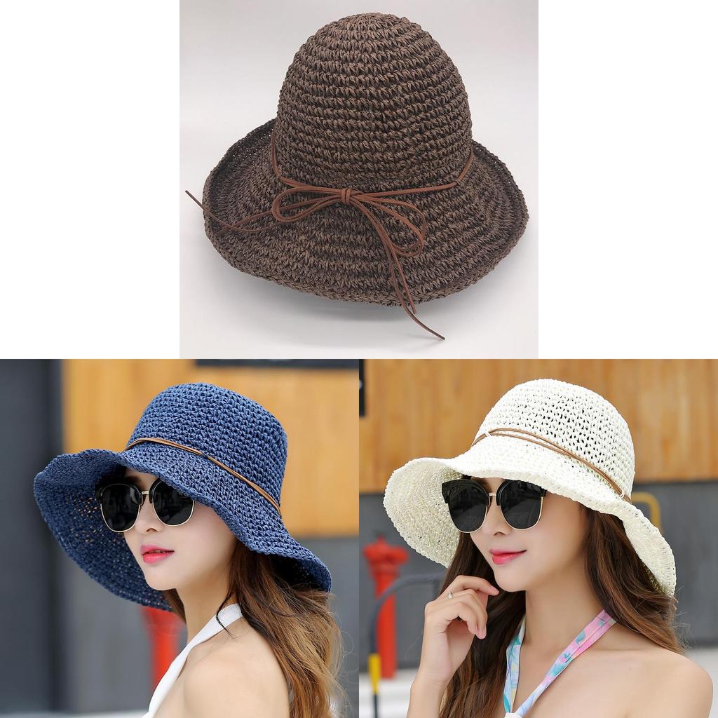 Handwoven Straw Hat For Women With Large Brim Summer Sunshade Foldable Sun Hat For Beach And Outdoor Use