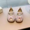 Girls Leather Shoes for Party Wedding Kids Fashion Pearls Sweet Princess Shoes with Mesh Bow-knot Children Mary Janes Shoes