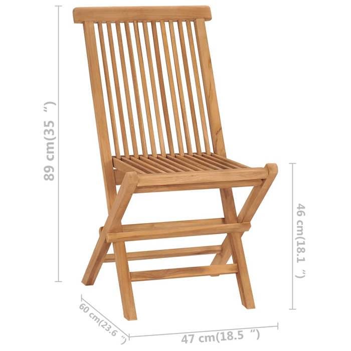 VidaXL Folding Garden Chairs 2 Pcs Solid Teak Wood