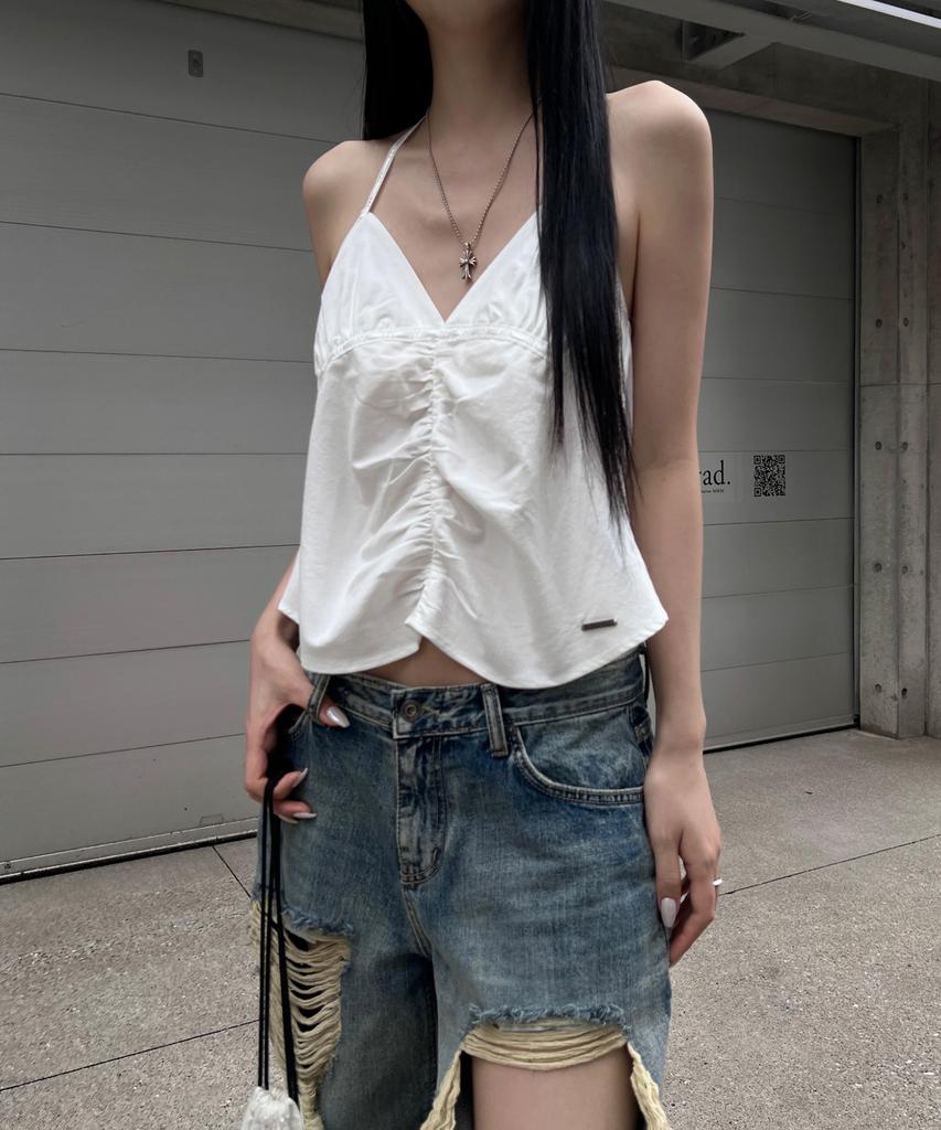 Inegi Open Back Ladder Blouse (White)