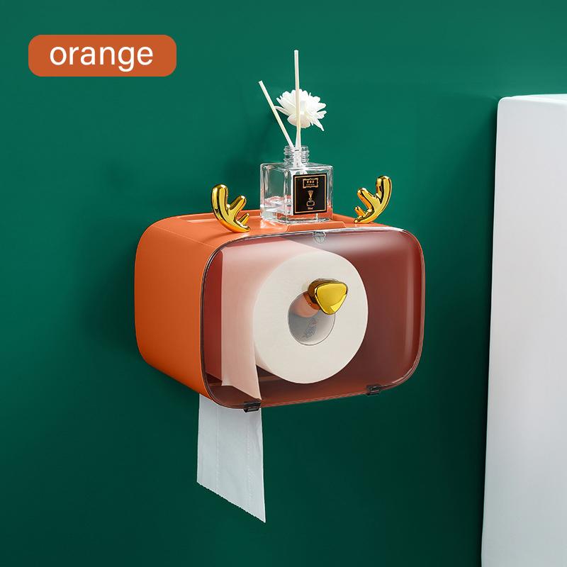 

Креативная коробка для салфеток Antler, водонепроницаемая полка для ванной комнаты, ящик для туалетной бумаги, настенная полка для салфеток, аксессуары для ванной комнаты оранжевый