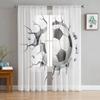 Soccer Football Net Sketch Tulle Sheer Curtains for Living Room Decoration Window Curtain for Bedroom Voile Organza Drapes