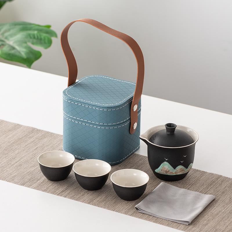 Business Gifts Travel Tea Set Kuaike Cup One Pot Three Cups Portable Cover Bowl Small Set Outdoor High-end Kung Fu Set