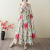 Plus Size Summer Floral Dress Women Hooded Robe Flower Print Loose Vintage Dresses Women's Clothes