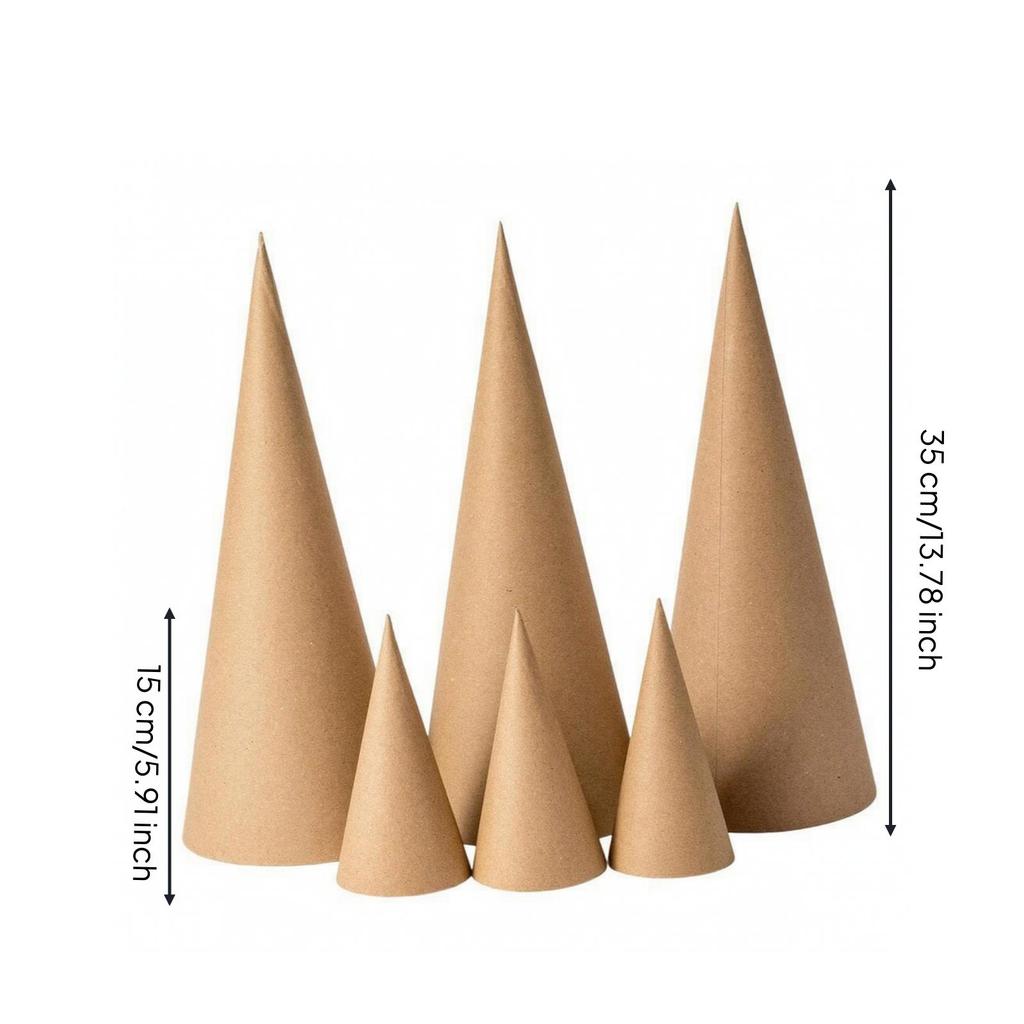 6 Stück Kraftpapier-Weihnachtsbäume Minimalistisch Glatt Rustikal für Party-Dekorationen