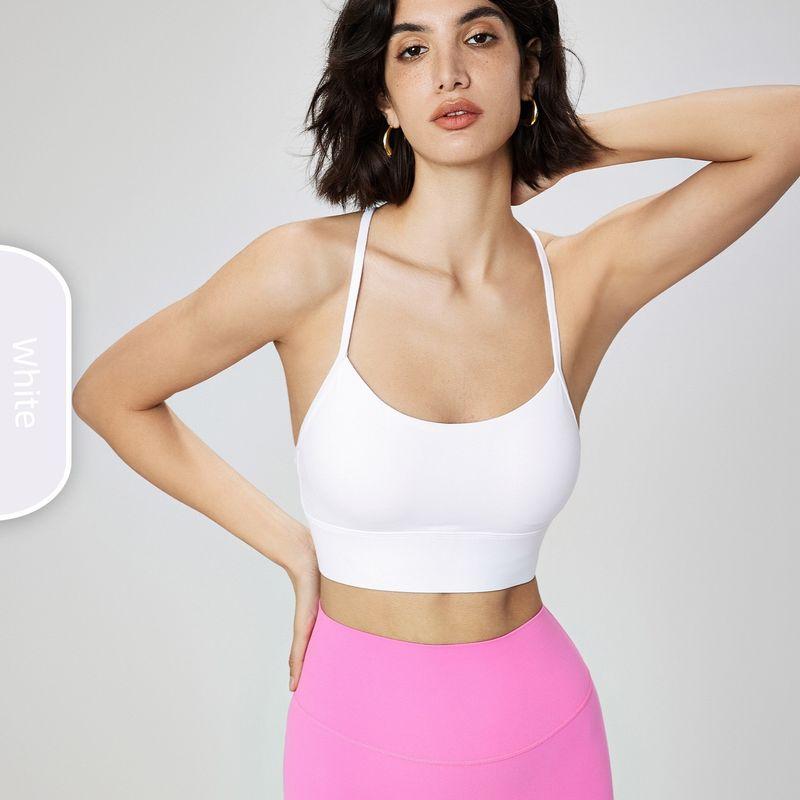 

Nuls New Nude Feel Yoga Clothes Vest Pilates Sports Underwear Women Spaghetti Strap Y Word Beauty Back Fitness Bra M White
