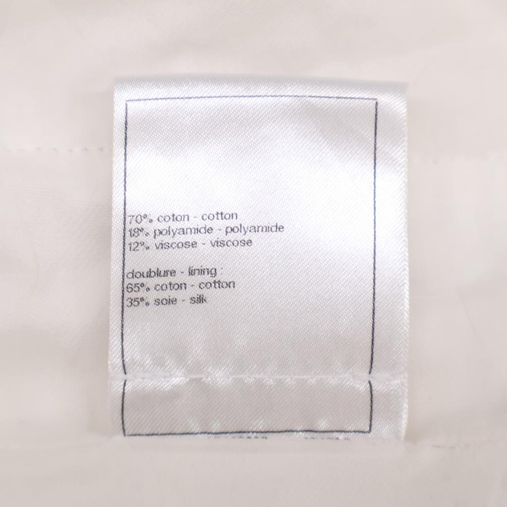 Chanel Inländisch regulär 23Edelstahl P74453V66060 Klarer COCO-Knopf Tweed kragenlose Jacke 36 weißGebraucht