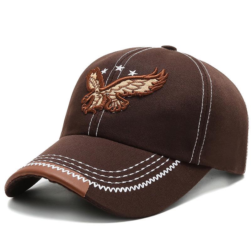 Men's Embroidered Eagle Baseball Cap - Trendy Spring/Autumn Style, Korean Version, Youth Versatile Duckbill Design.