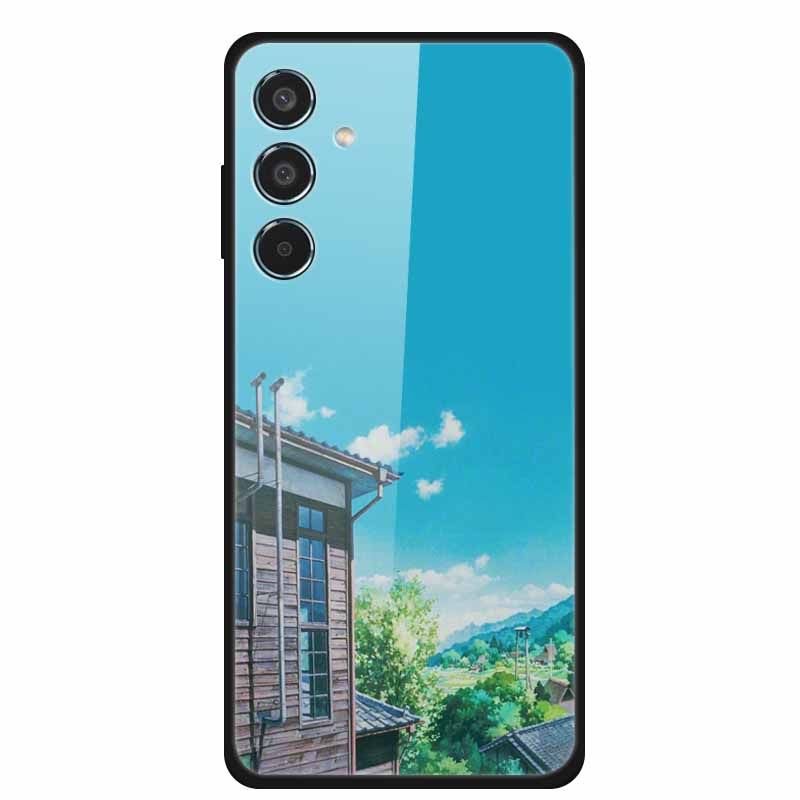 Glass Cellphone Case For Samsung Galaxy M35 Hard Plastic Back Cover For Samsung M 35 Flowers Painted Cases Fundas Shell Shield