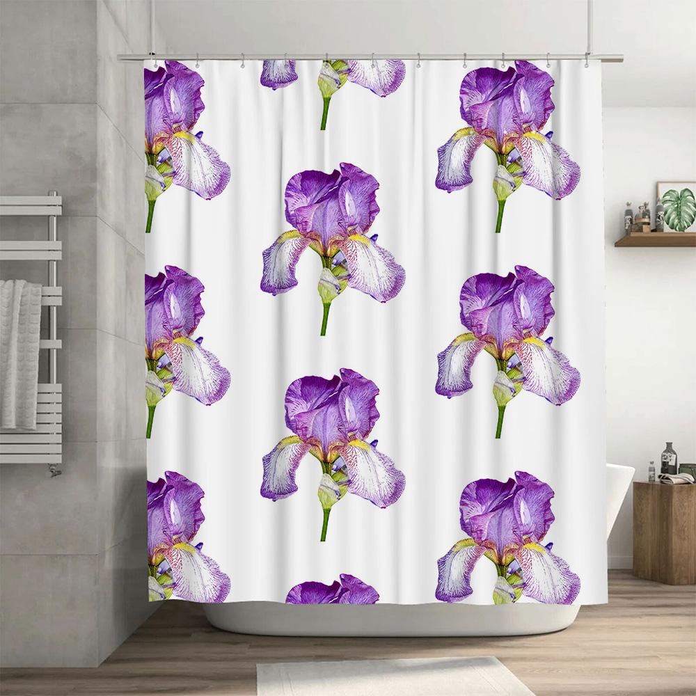 Enchanting Iris Garden: Purple Flower Shower Curtain For A Fresh And Nature-Inspired Bathroom Dcor