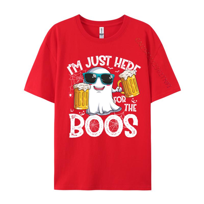 I Im Just Here For The Boos Funny Halloween Ghost Personalized Autumn Pure Cotton Tops & Tees Crazy T Shirts