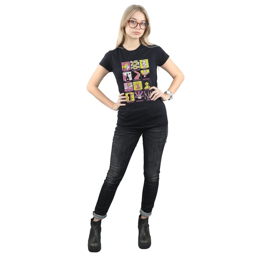 Disney Womens/Ladies Tinkerbell Squares Cotton T-Shirt