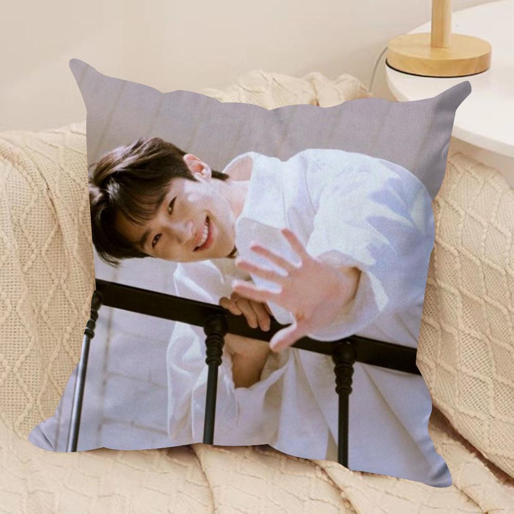 BByeon Wooseok Korea Cushion Cover Silky Short Plush DoubleSided Printed Pillow Case for Sofa All Seasons Home Decor Gift