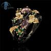 Fashion Ring For Women Colorful Floral Angel Pattern Two Tone Adjustable Crystal Jewelry Gift For Her Daily Wear Boho Chic