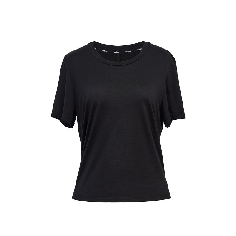 

Blacknini Limited Edition Qingquan T R0w Style Silk Cashmere round Neck Short Sleeve Combed T-shirt Tops/Two Colors Black M