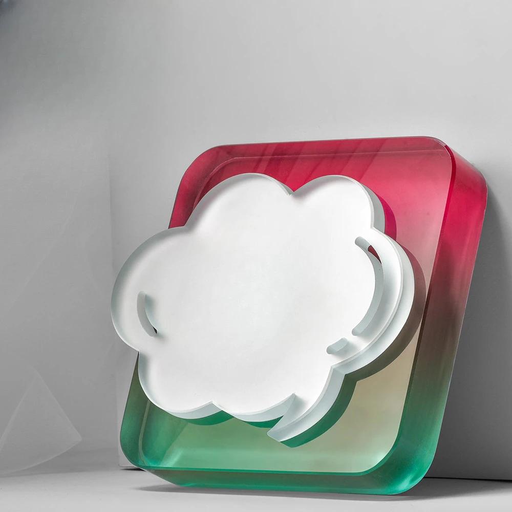 Customized High-end Cloud Frosted Crystal Trophy, Enterprise Awards Annual Meeting Team Souvenir, Commemorative Honor Medal, 1Pc 16X16CM