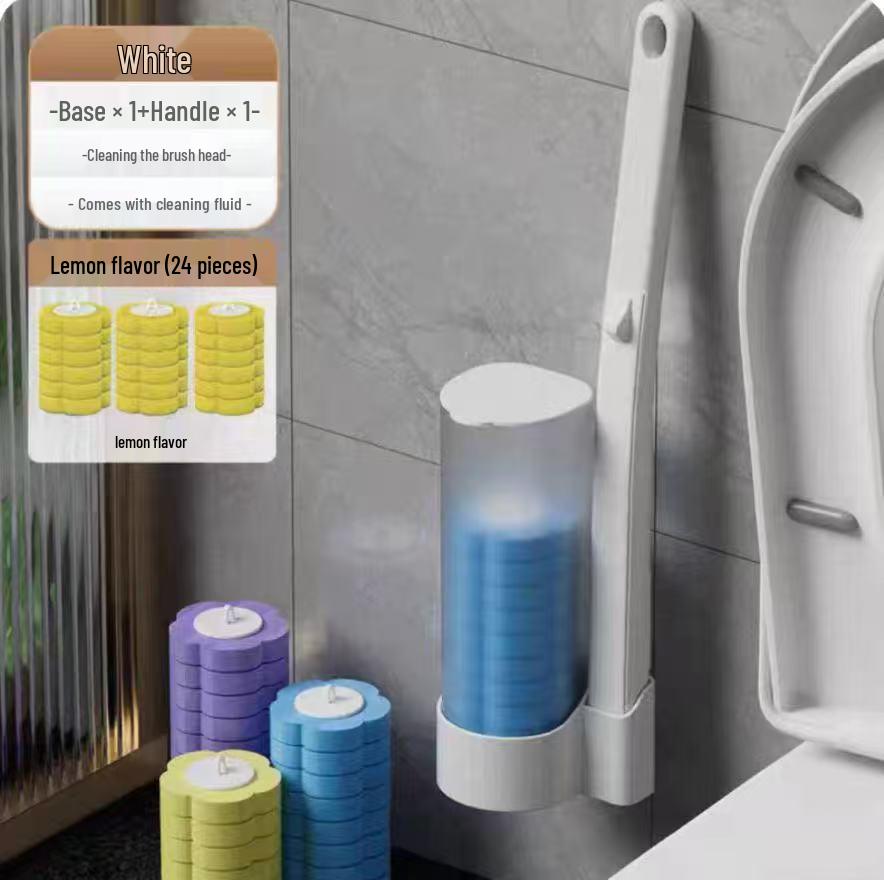 Wall-Mounted Disposable Toilet Brush Heads Set for Complete Bathroom Cleaning