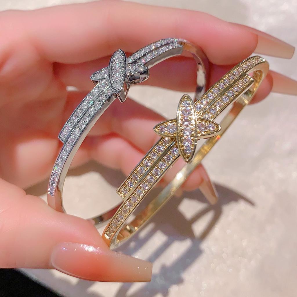 Copper Micro Inlaid Cross Bracelet for Women, Fashionable, Beautiful, Light Luxury, Instagram Niche Bracelet