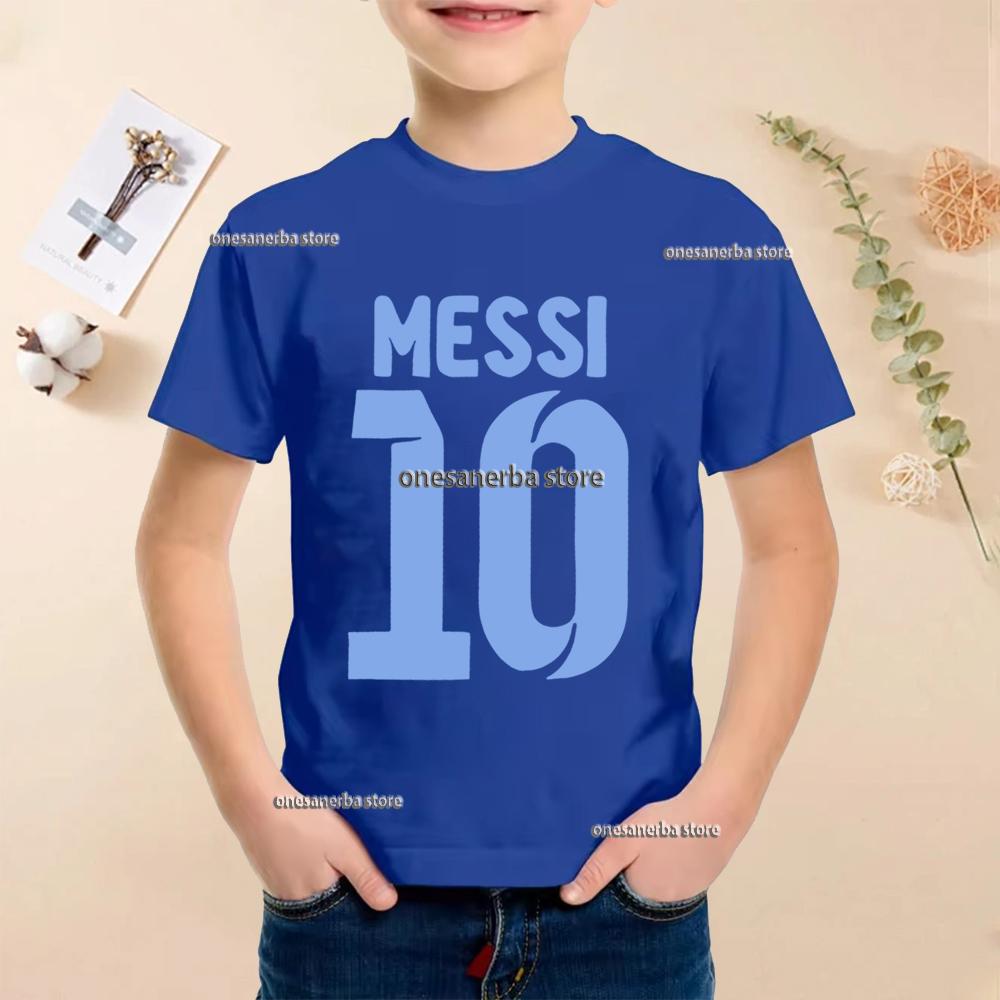 Summer Football Star Idol Cotton Messi Print Children TShirt Kid Teen Clothing Casual Fashion Sports Brand Boy Girl Tee Top
