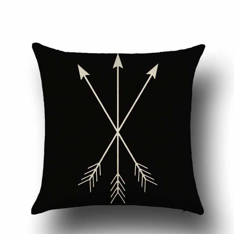 Nordic Black and White Geometric Pattern Linen Pillowcase Modern New American Triangle Abstract Style Sofa Pillow