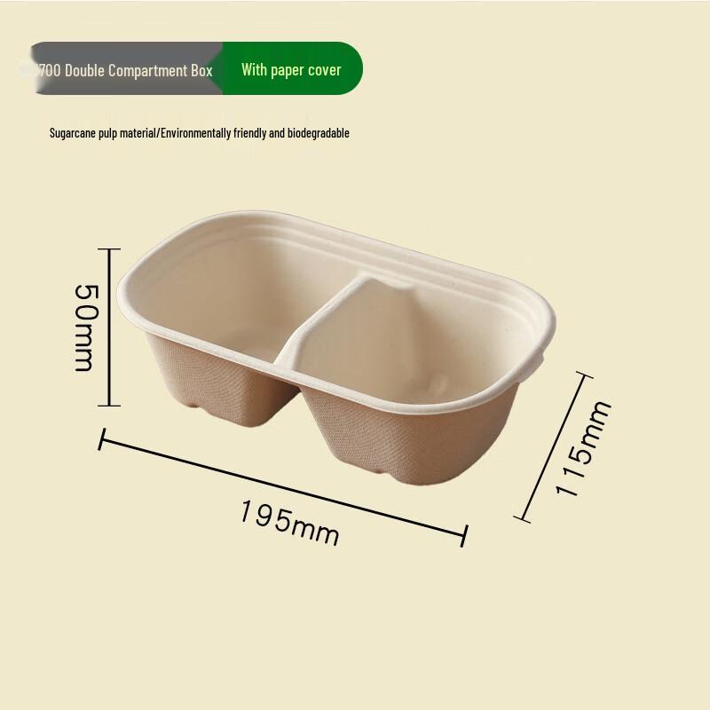 Pabei 700ml Biodegradable Double-Compartment Takeaway Box