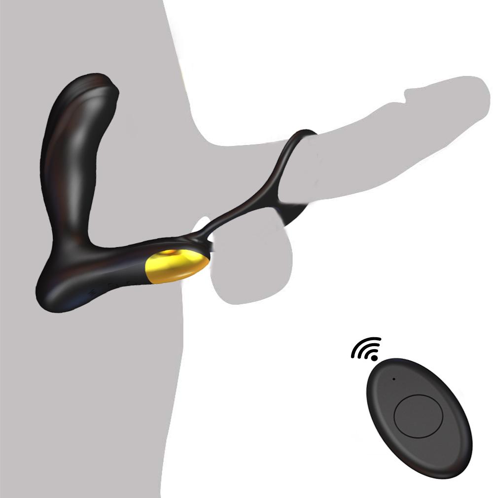 Vibrators with Dual Ring, Silicone Sex Toy Men with Dual Motors, 10 Vibration Modes and Remote Control, Butt Plug, Prostate Stimulator for Men